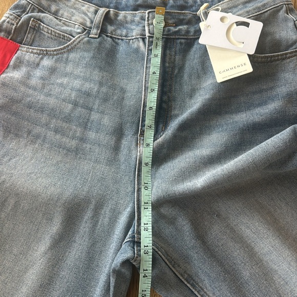 Commense Women's Large Light Blue Wide Leg Stripe Jeans - Picture 4 of 6